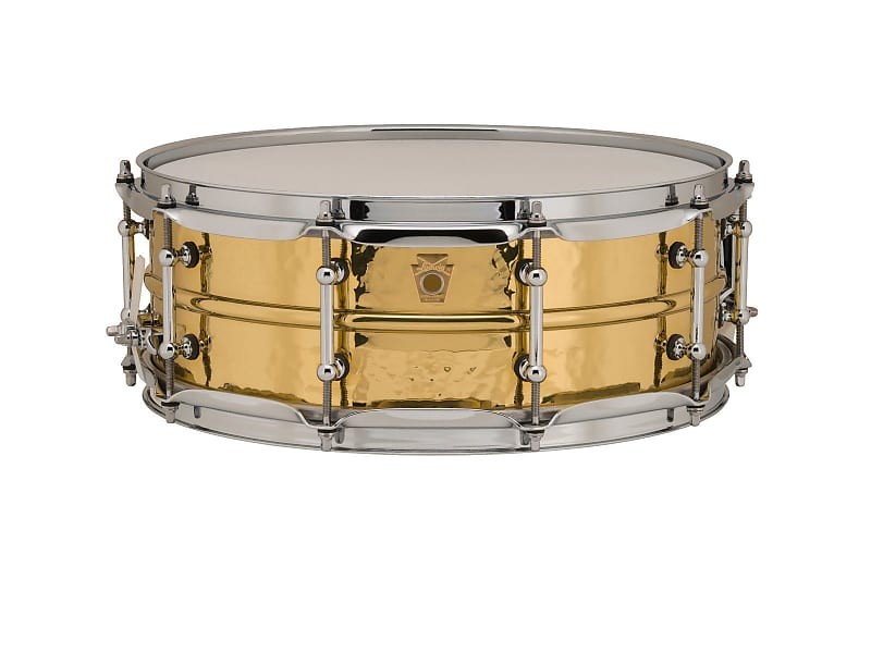 LB420BKT Hammered Brass 5x14" 10-Lug Snare Drum with Tube Lugs